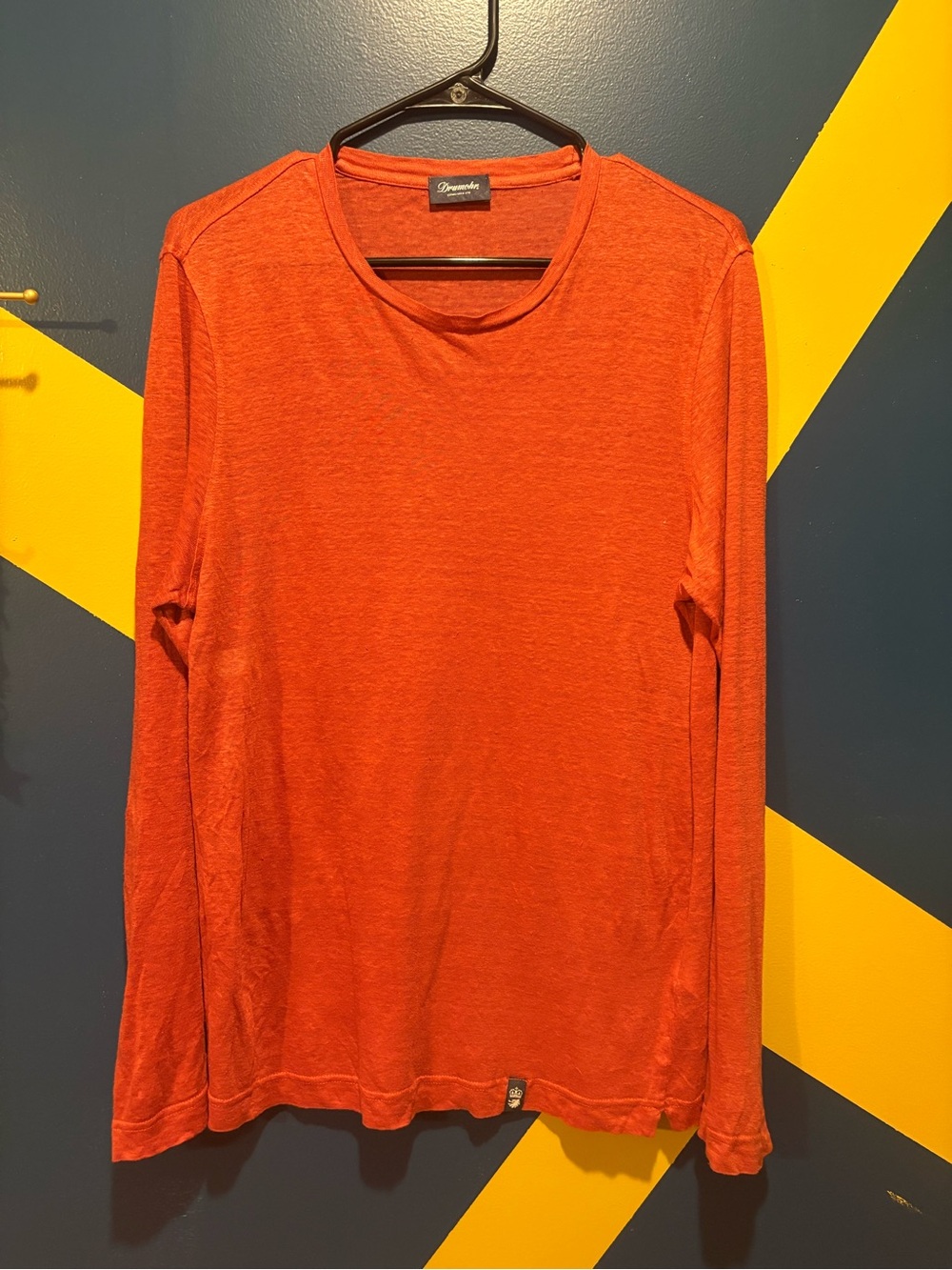 Drumohr Rust Orange Crew Neck 100% Linen Long Sleeve Top NWOT
